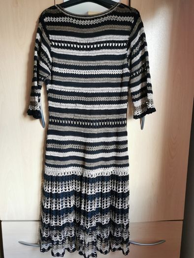 Karen Millen Knitted A-line Crochet Striped Dress UK 12