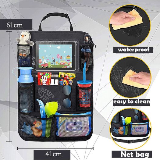 2pcs Car Seat Back Organizer 9 Storage Pockets with Touch Screen Tablet Holder Protector for Kids Children Car Accessories