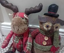 2 x carraig donn christmas ornaments owl and reindeer