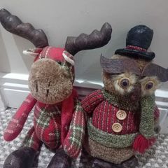 2 x carraig donn christmas ornaments owl and reindeer