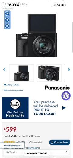 Lumix tz99 camera like new