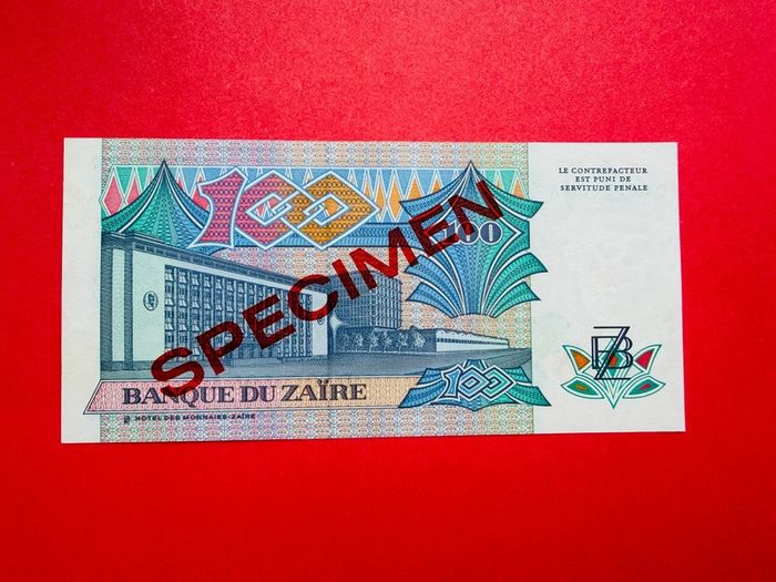 Zaire. 100 Zaire  1988  ( Specimen )  D0000000A  PICK 33AS  ( Uncirculated)