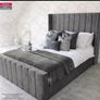 Winged Panel Bed Frame Ottoman Gas Lift Storage Upholstered Velvet Bed All Sizes Image 2