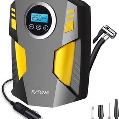 NEW SALE | Digital Tyre Inflator, Portable Air Compressor Car Tyre Pump with 3 Nozzle Adaptors and Digital LED Light, 12V Rapid Tyre Inflator Air Compressor for Car Tires