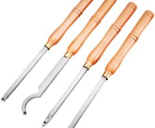 Wood Turning Tools for Lathe 4 PCS Set, Carbide Lathe Tools with Diamond Shape, Round, Square Cutters, Turning Lathe Chisels with Comfortable Grip Handles Lathe Tools for Craft DIY Hobbyists