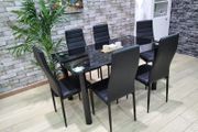 Modern Glass Dining Table Set Seats 6