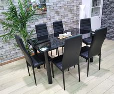 Modern Glass Dining Table Set Seats 6