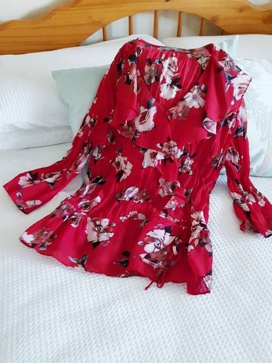 NY Collection Red Floral Blouse - Size 12