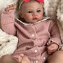 NEW SALE | Reborn Girl Dolls Lifelike Baby Doll 19 Inch Life Size Silicone Newborn Doll with Blue Eyes Realistic Reborn Girl Alive Soft Cloth Body Real Skin Details Toys Gift Image 5