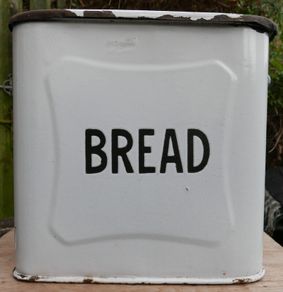 Vintage 1940's enamel bread bin.