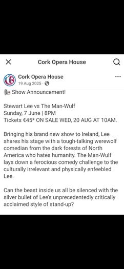 Stuart Lee Tickets x 2 CORK