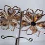 Gold & Teal Sakura Blossom Floral Statement Earrings Image 9