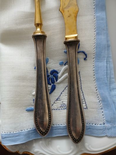 Antique French Silver Plated Knife and Fork