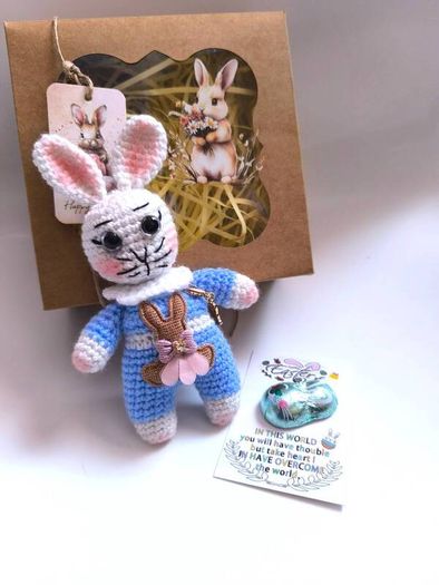 Handmade Easter Bunny in Gift Box,Cute Personalised Bunny, Perfect Gift