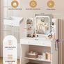 Makeup Desk with Smart LED Mirror and Power Outlet, Small Makeup Table with 2 Drawers and 5 Shelves, Dresser, White Image 2