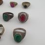 Antique Ring Lot 15 Mixed Brass, Stone & Glass Rings Image 3