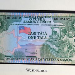 Western Samoa Banknote 1 Tala 1980 A (00) Series Low Number Uncirculated