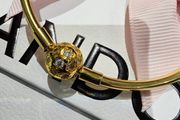 Pandora Moments Gold P Sparkling Pave Bangle Size 20cm Brand New