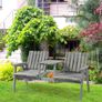 2-Seater Wooden Garden Bench with Table Image 8