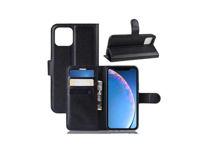 For iPhone 11 Pro Max Wallet Case Cover PU Leather Holder Card Slots New Black - FHT05IPK1