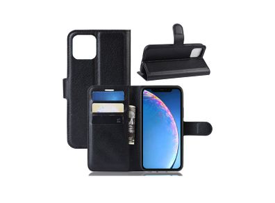 For iPhone 11 Pro Max Wallet Case Cover PU Leather Holder Card Slots New Black - FHT05IPK1