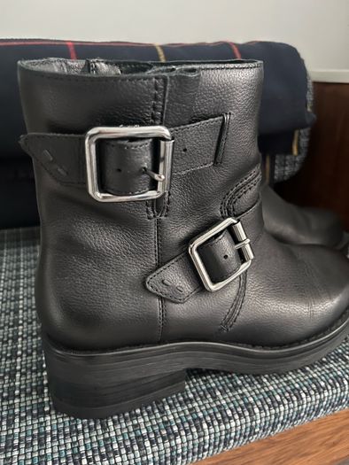 Leather biker boots