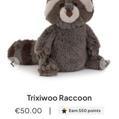 New JELLYCAT Trixiwoo Raccoon