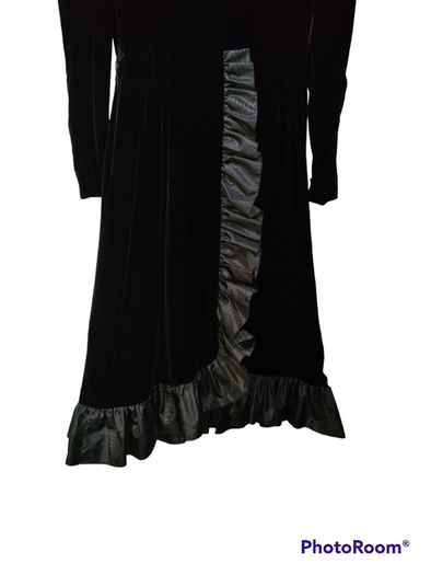 Vintage 80s black velvet ruffle dress size XS or Small postage included