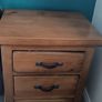 Solid wood king size bed frame and 2 matching lockers Image 3