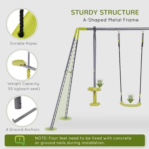Kids Children Swing Glider Set Metal Frame Backyard Playground Garden Outdoor Baby (FREE SHIPPING)