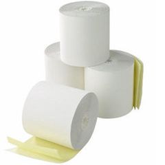 2 Ply Kitchen Till Rolls 76mm - White/Yellow 20 Per Box - Self Copy Rolls
