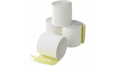 2 Ply Kitchen Till Rolls 76mm - White/Yellow 20 Per Box - Self Copy Rolls
