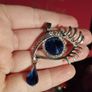 Vintage beautiful blue eye pendant on a long chain. Image 6