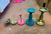 Mixed Candleholders, Pewter &amp; Silver Styling Props