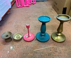 Mixed Candleholders, Pewter & Silver Styling Props