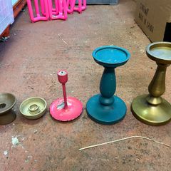 Mixed Candleholders, Pewter & Silver Styling Props