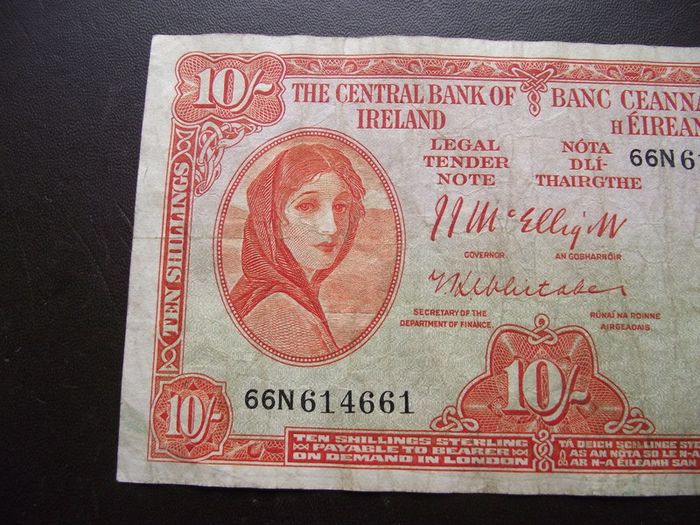 The Central Bank of Ireland. Lady Lavery 10 shillings (1957) #4