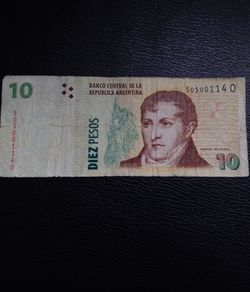 Argentina Banknote : General Manuel Belgrano - 10 Pesos - 2014