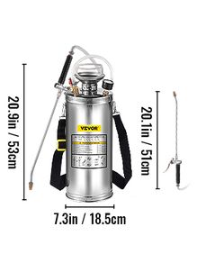 8L 2Gal Hand Powered Sprayer Stainless Steel Watering Spraying Sprinkling Atomizer Pump Home Ground Garden Cleaning Sprayer