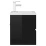 Sink Cabinet with Built-in Basin High Gloss Black Chipboard Image 5