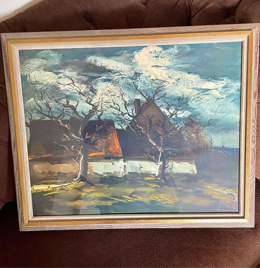 Vintage MCM Print The Thatched Cottage Maurice de Vlaminck circa 1925