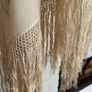 Antique Silk twill cream shawl embroidered deep fringe Image 3
