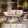 Polyrattan Garden Bench with Reclining Function Cushion Adjustable Armrests Weatherproof Outdoor Garden Patio Balcony Sofa Couch Lounger Image 4