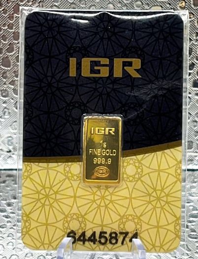 1gram Fine 9999 Gold Bullion IGR Bar.