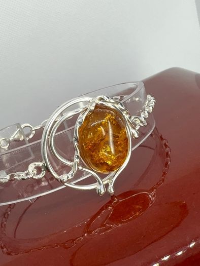 Silver bracelet Amber Solitaire Bracelet A Piece of Ancient Sunlight