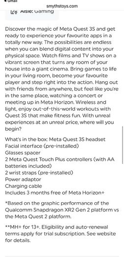 Meta Quest 3S 128GB All-In-One Mixed Reality Headset and Controllers
