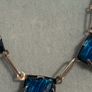 Vintage Art Deco Solid Silver Choker Necklace Foiled Blue Art Glass Image 4
