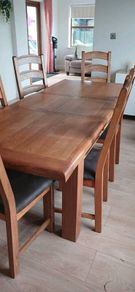 Oak dining table and chairs