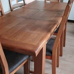 Oak dining table and chairs