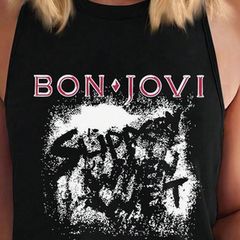 BNWT Black Bon Jovi Vest Top size 18 + matching leggings available